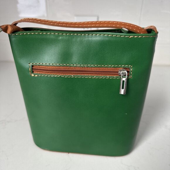 Green Vera Pelle Purse Genuine Italian Leather Crossbody Handbag New - Picture 7 of 10